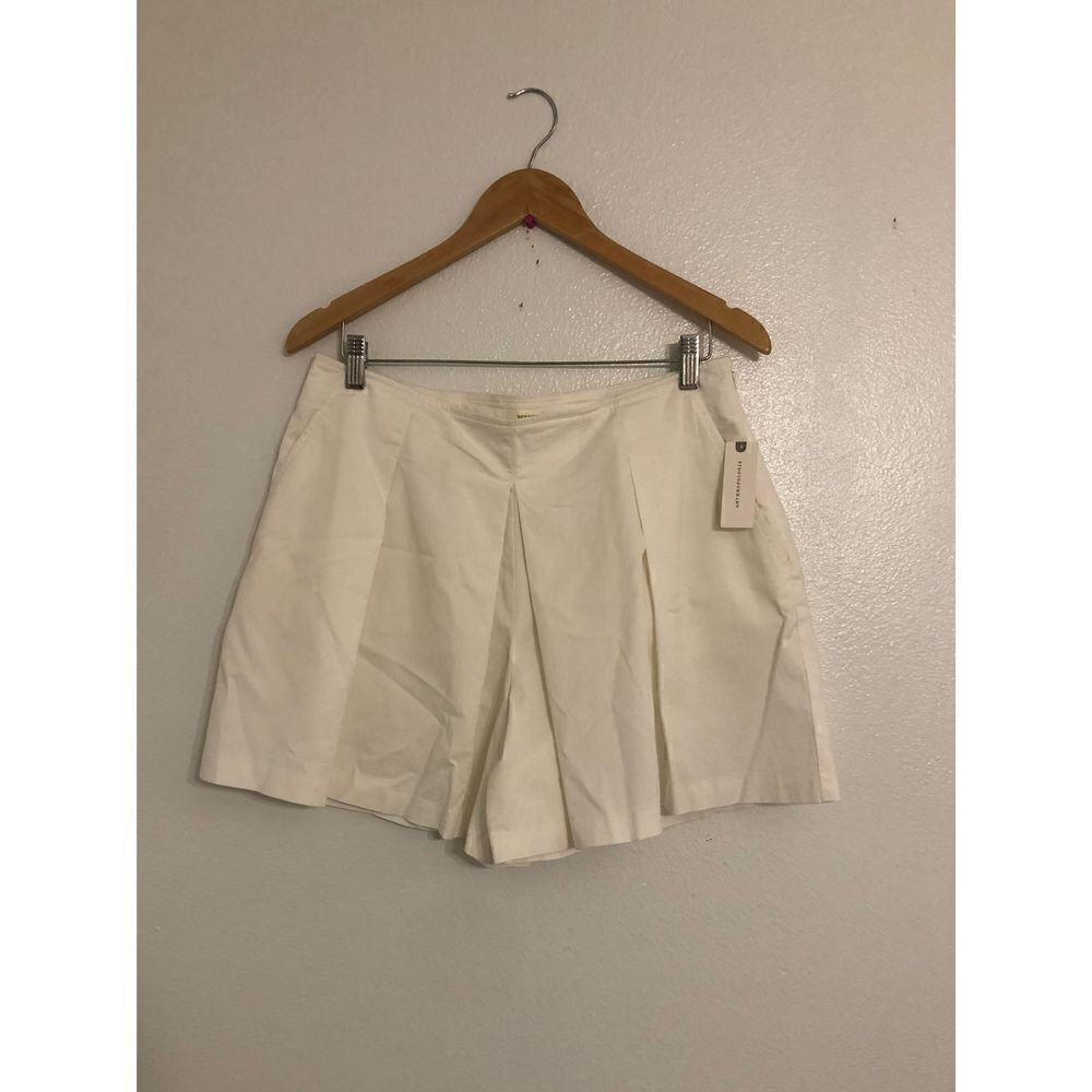 Brand New Anthropologie Maeve White Pleated Front Tennis Mini Skort Size 10 - Picture 2 of 13